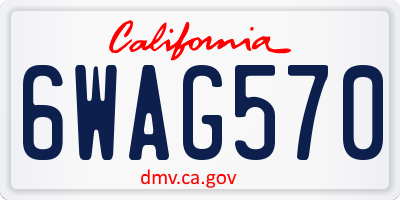 CA license plate 6WAG570