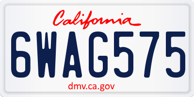 CA license plate 6WAG575