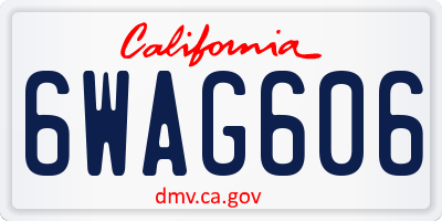 CA license plate 6WAG606