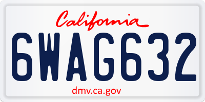 CA license plate 6WAG632