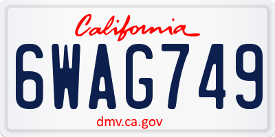 CA license plate 6WAG749