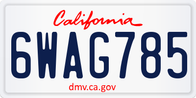 CA license plate 6WAG785