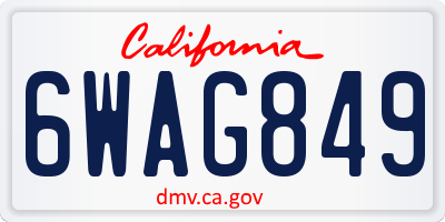 CA license plate 6WAG849