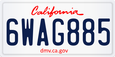 CA license plate 6WAG885