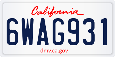 CA license plate 6WAG931