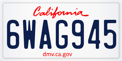 CA license plate 6WAG945