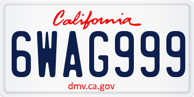 CA license plate 6WAG999