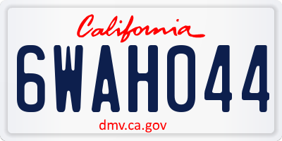 CA license plate 6WAH044