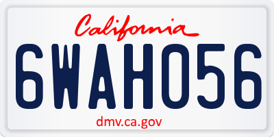 CA license plate 6WAH056