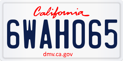 CA license plate 6WAH065