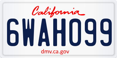 CA license plate 6WAH099