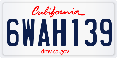 CA license plate 6WAH139