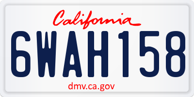 CA license plate 6WAH158