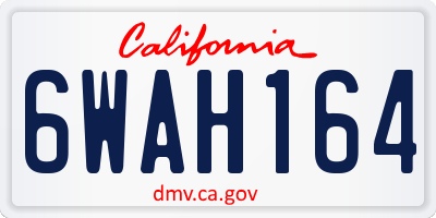 CA license plate 6WAH164