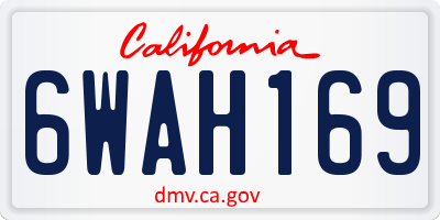 CA license plate 6WAH169