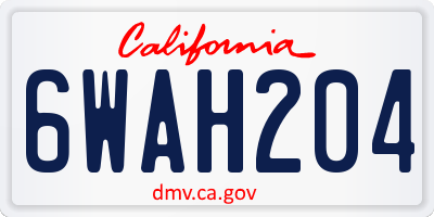 CA license plate 6WAH204