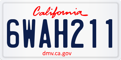 CA license plate 6WAH211