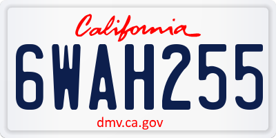 CA license plate 6WAH255