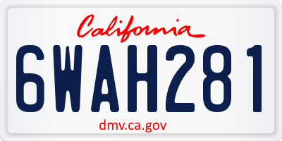 CA license plate 6WAH281