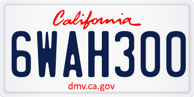 CA license plate 6WAH300