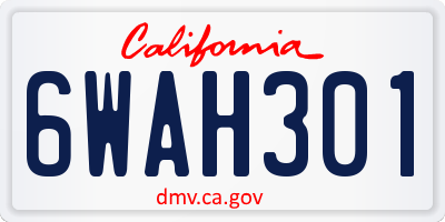 CA license plate 6WAH301