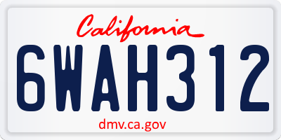 CA license plate 6WAH312