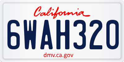 CA license plate 6WAH320