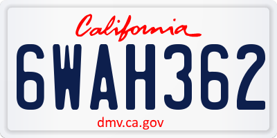 CA license plate 6WAH362