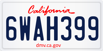 CA license plate 6WAH399