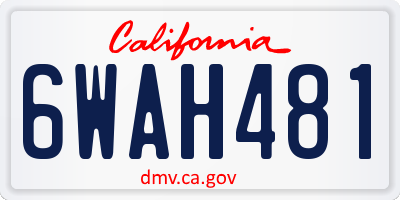CA license plate 6WAH481