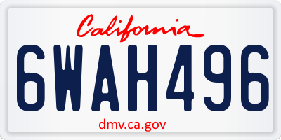 CA license plate 6WAH496