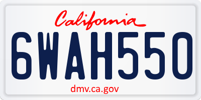 CA license plate 6WAH550