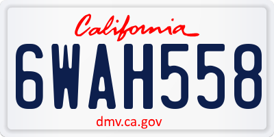 CA license plate 6WAH558