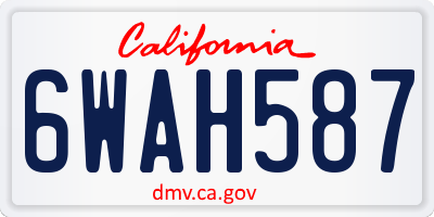 CA license plate 6WAH587