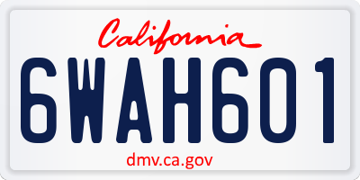 CA license plate 6WAH601