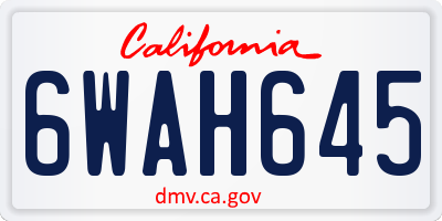 CA license plate 6WAH645