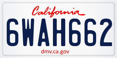 CA license plate 6WAH662