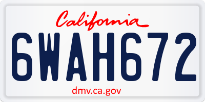 CA license plate 6WAH672
