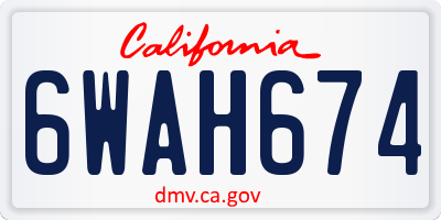 CA license plate 6WAH674