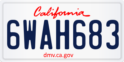 CA license plate 6WAH683