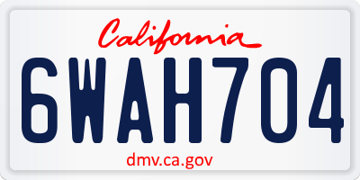 CA license plate 6WAH704