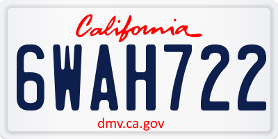 CA license plate 6WAH722