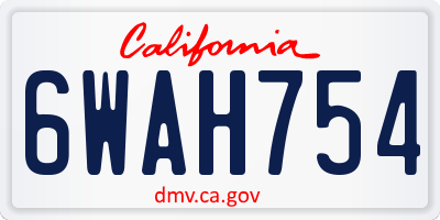 CA license plate 6WAH754