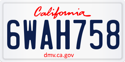 CA license plate 6WAH758