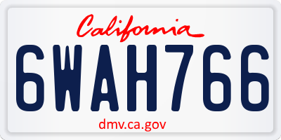 CA license plate 6WAH766