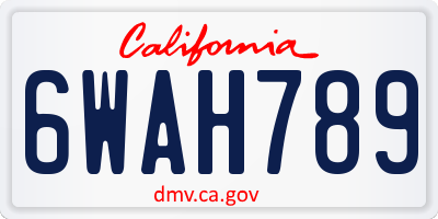 CA license plate 6WAH789