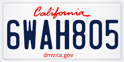 CA license plate 6WAH805