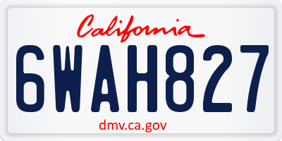CA license plate 6WAH827