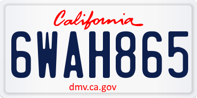 CA license plate 6WAH865