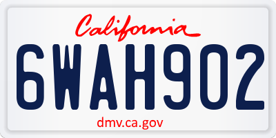 CA license plate 6WAH902